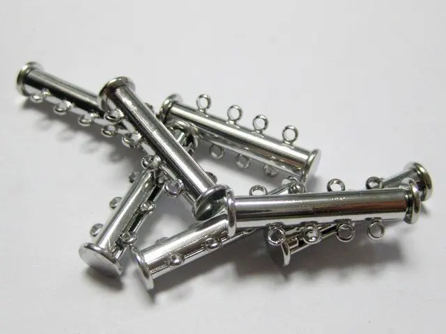 

5 Silver Tone 4-Strands Necklace Bracelet Magnetic Slide Clasps 24X8mm