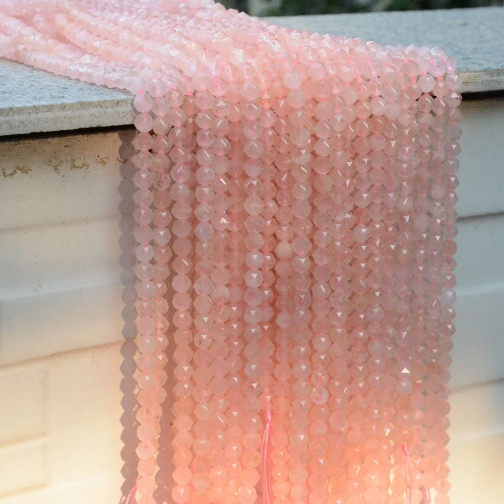 

Natural Clean Quality Pink Morganite Triangle Faceted Round Beads 6mm