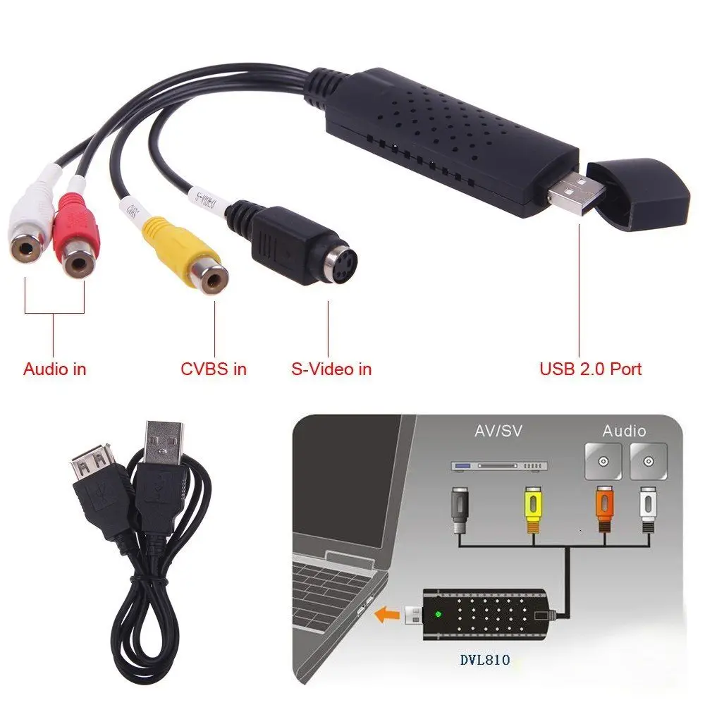 2021 Новый USB Easycap 2 0 Easy Cap Видео ТВ DVD VHS DVR Захват адаптер простая крышка устройство