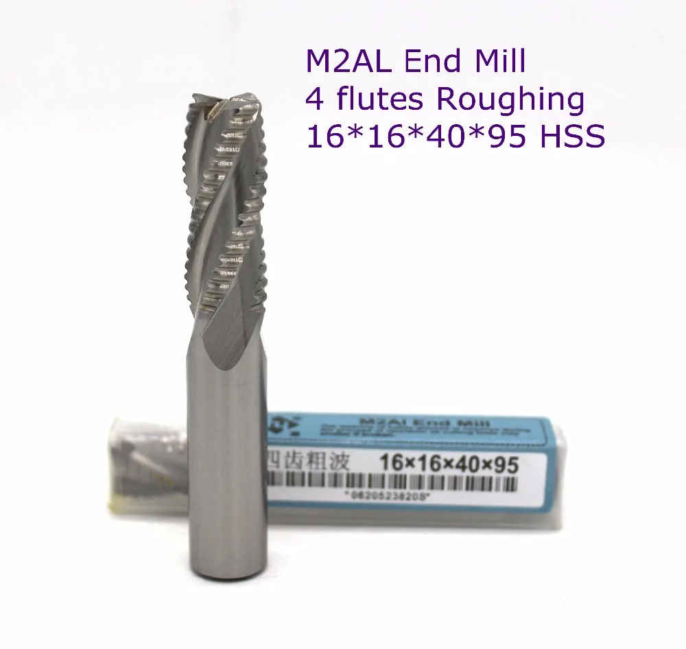 

4 pcs of blade diameter 16mm overlength:95mm 4 flutes roughing HSS end mill for CNC milling machine tool mills cutter