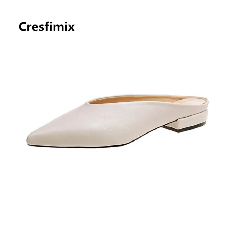 

Cresfimix Women Fashion White Comfortable Pu Leather Pointed Toe Slip on Flat Shoes Lady Sweet Black Shoes Zapatos Plano B3709