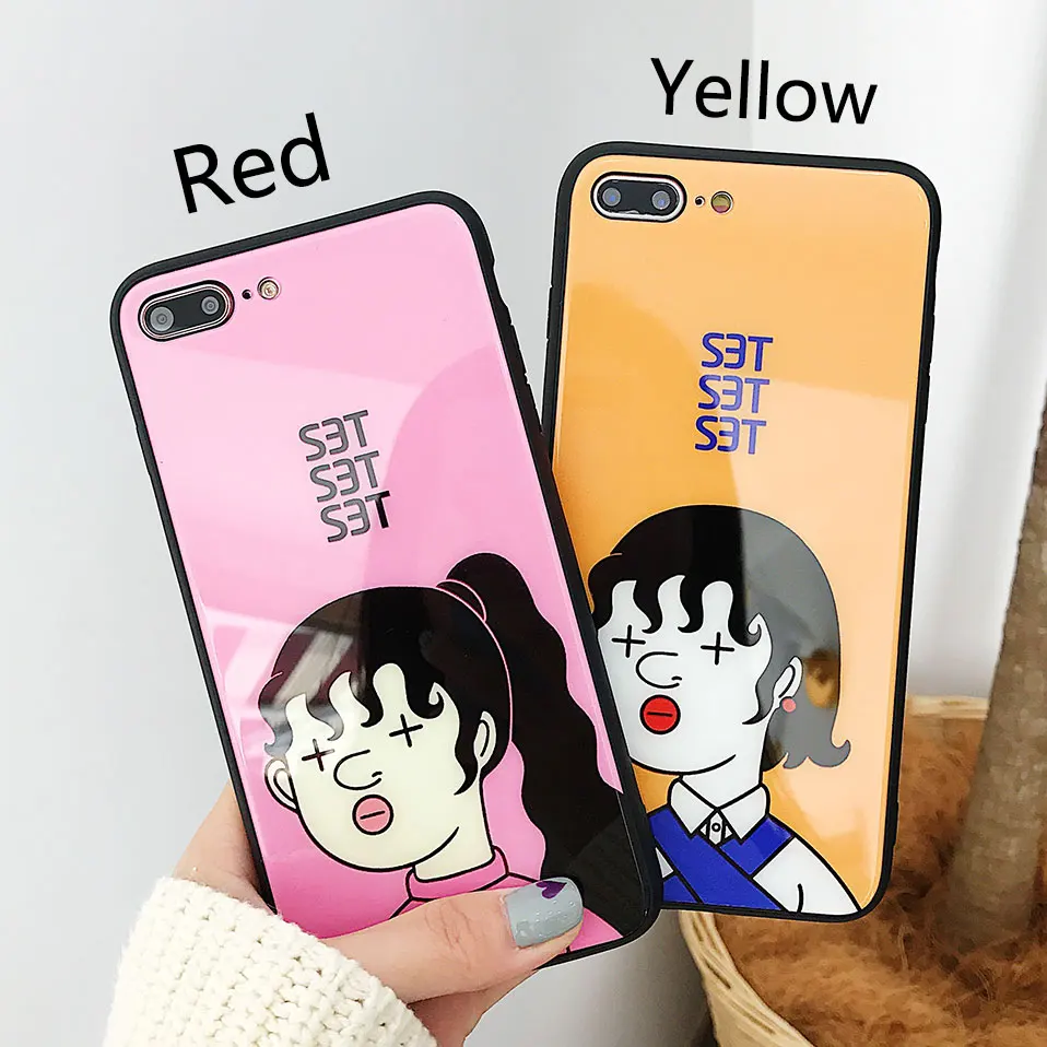 Высокое качество для девочек чехол iphone X 8 7 закаленное стекло задняя крышка 6 6s Pus