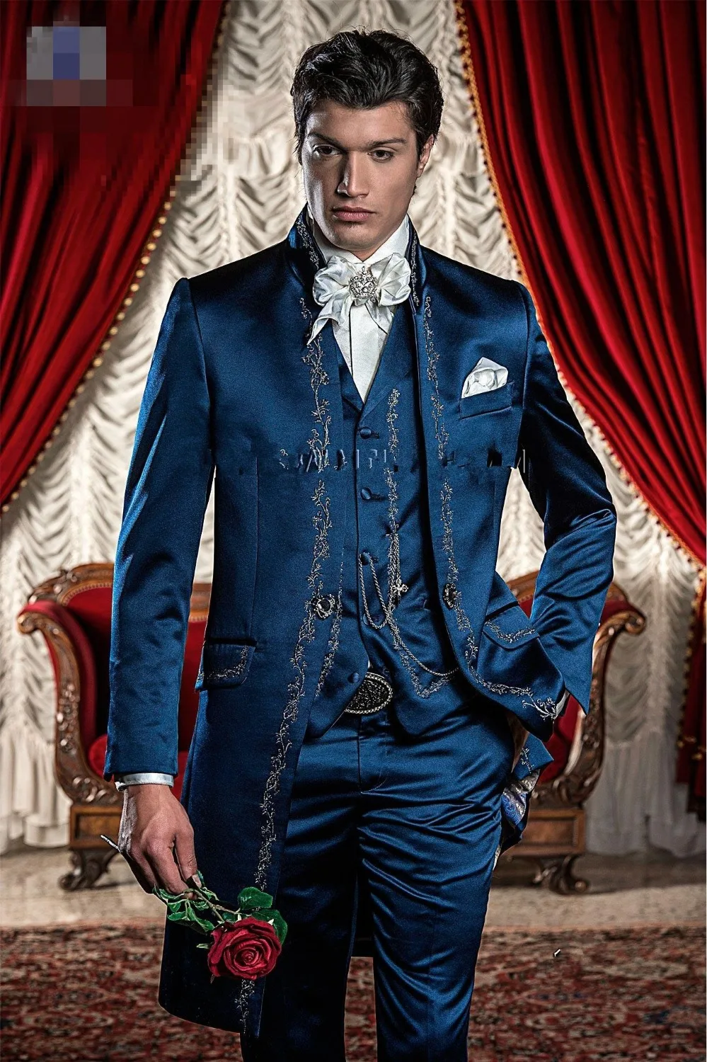 Cheap Price for  New Arrival Blue Embroidery Groom Tuxedos Groomsmen Men's Wedding Prom Suits Custom Made (Jacket+Pa