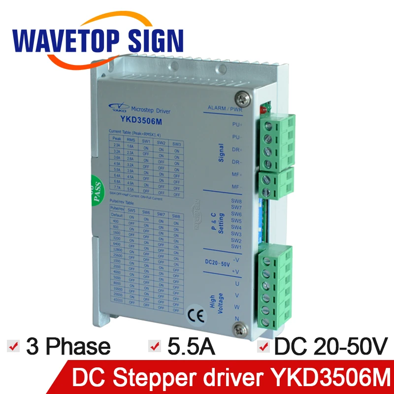 YAKO Driver YKD3506M 3 phase stepper driver YKD3506M INPUT VOLTAGE :DC20V-50V 5.5A 200HZ MATCH MOTOR:42~86mm YAKO Driver YKD3506M 3 phase stepper driver YKD3506M INPUT VOLTAGE :DC20V-50V 5.5A 200HZ MATCH MOTOR:42~86mm