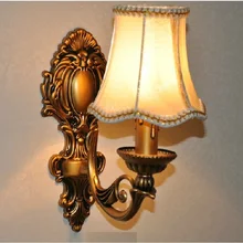 Современные античные, ретро, бронзовые настенный светильник Модные Винтажные ткани абажур прикроватная тумбочка для спальни бра E27 лампы