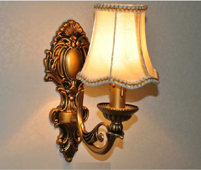 Modern Antique Retro Bronze Wall Light Fixture Fashion Vintage Modern Antique Retro Bronze Wall Light Fixture Fashion Vintage Fabric Lampshade Bedroom Bedside Sconce Lamp E27 Bulb In Lamps From Lights