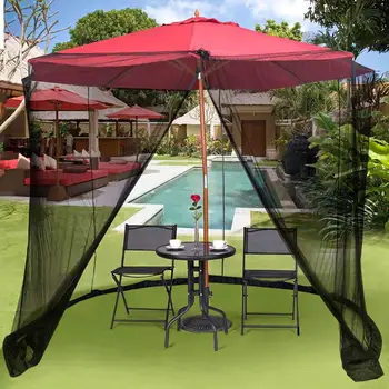 

Patio Umbrella Mosquito Netting Mesh Screen with Zipper for Umbrellas Patio Tables HYD88