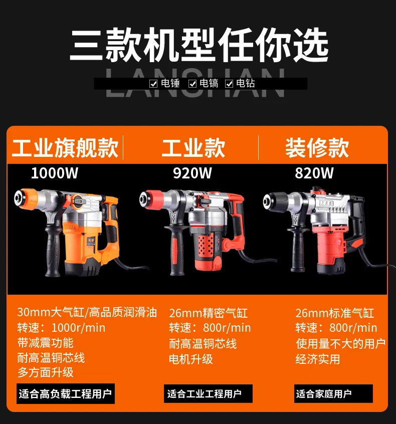Электрический молоток, электрическая двухцелевая многофункциональная Ударная дрель, мощная бытовая электрическая Ударная дрель