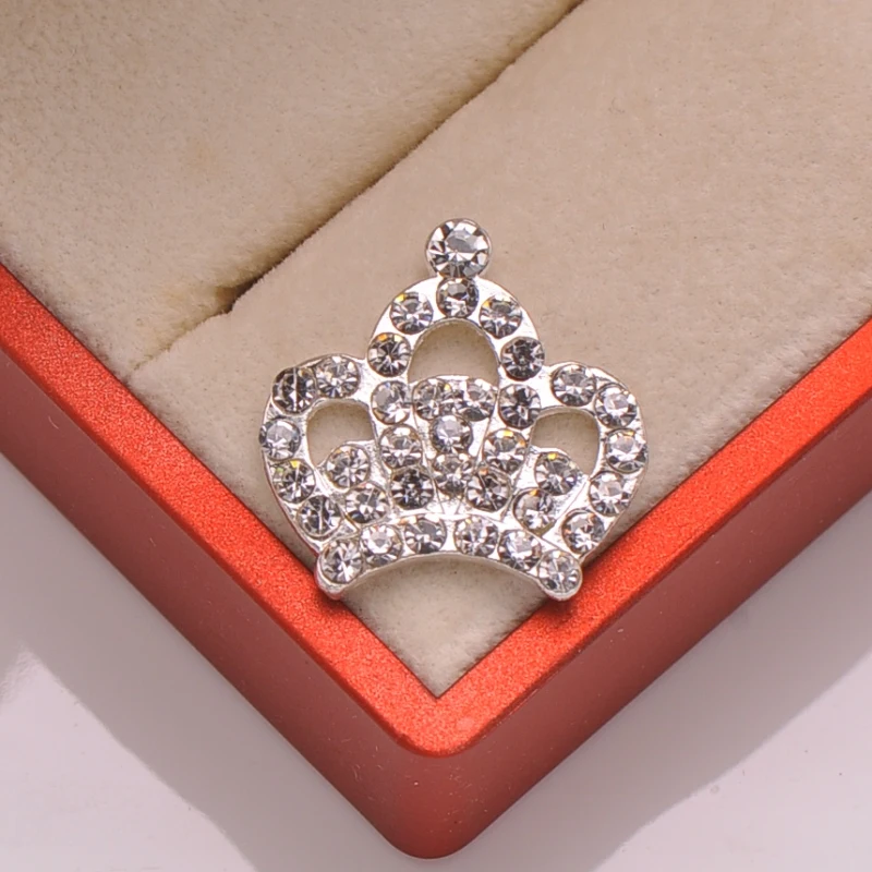 

(L0538) 50pcs/lot, crown rhinestone button,crown shape,silver plating,flat back, all clear crystals
