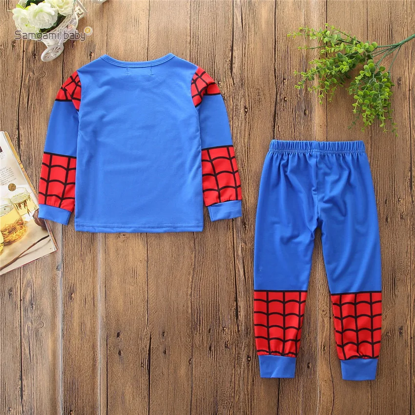 Комплекты одежды для мальчиков «мстители» костюм для костюмированной вечеринки, костюм Халка, супергероя, Бэтмена, Железного человека, Человека-паука, с длинными рукавами+ штаны Одежда для детей возрастом от 1 года до 7 лет