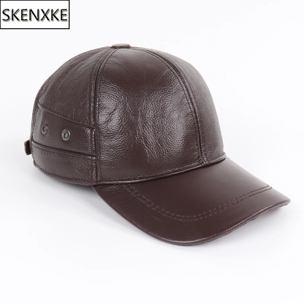 Горячая Распродажа Осень-зима мужские кожаные Кепки из натуральной воловьей кожи мужские теплые уличные кожаные бейсболки из натуральной коровьей кожи