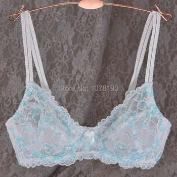 

big cup lingerie fashion slim solid transparent openwork lace no pad bra sexy temptation breathable