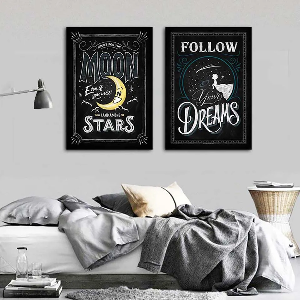 Nordic-Poster-Motivational-Inspiring-Quote-Black-Base-Wall-Pictures-Silk-Cloth-Fabric-Wall-Art-Print-For (2)