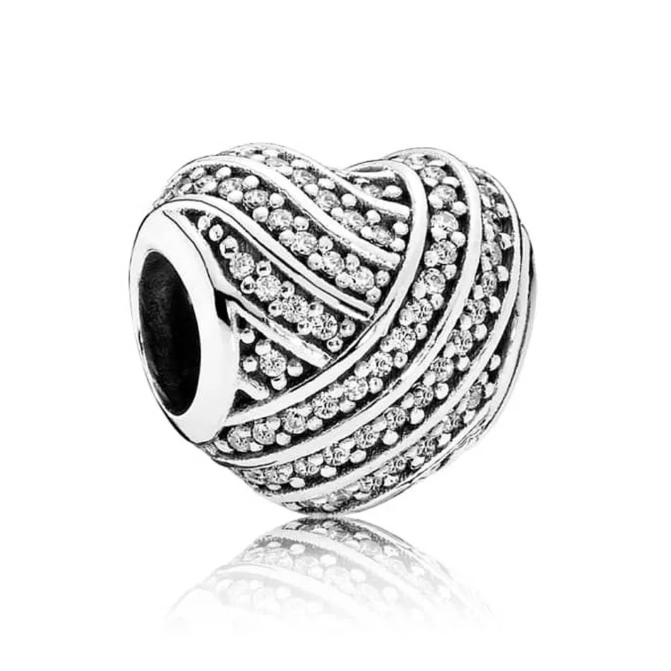 

Authentic S925 Sterling Silver DIY Jewelry Love Lines Charms fit Pandora Bracelet Bangle Pave Clear CZ Girl Gift