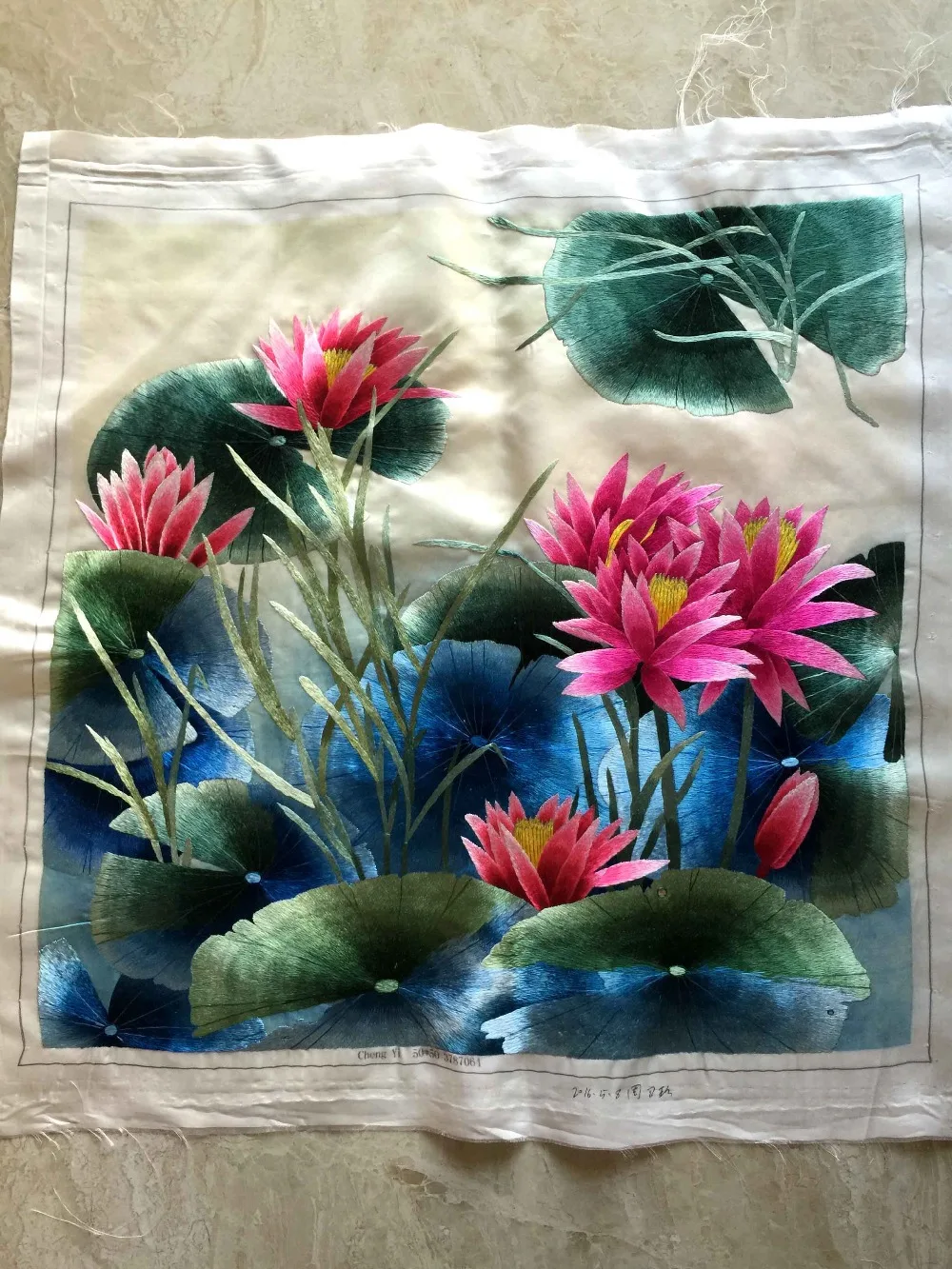 Handmade Pure Finished Silk Embroidery Stitch Painting Gorgeous Arts Decor / Export to Japan High quality Unique Gift