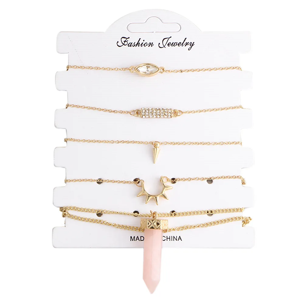 5 teile/satz Neue Legierung nagel Armband Natürliche stein Armbänder