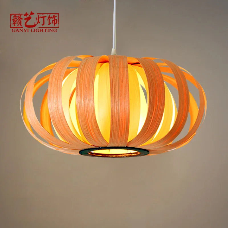 

Southeast Asian wooden skin lamp, pastoral style, pumpkin lantern, restaurant, farmhouse, tea house, wooden chandelier.