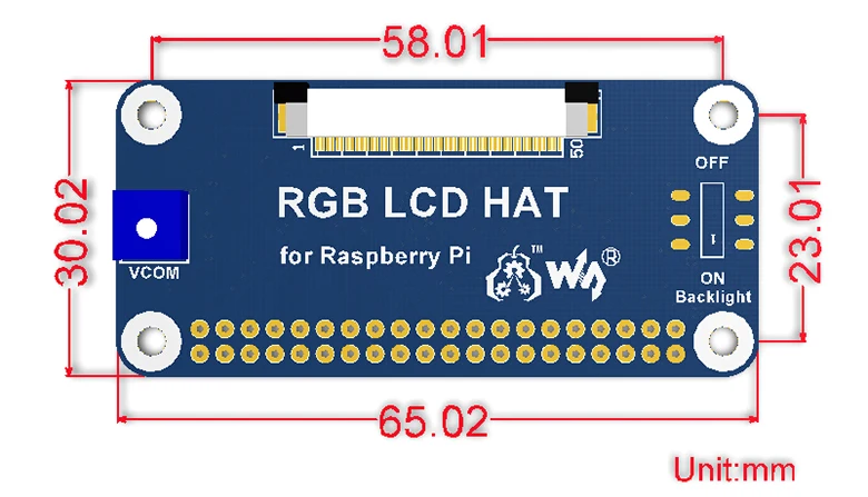 Waveshare 7 дюймов 1024x600 ips дисплей для Raspberry Pi dpi Интерфейс без сенсорного TFT ЖК-дисплея с RGB ЖК-шляпой и ЖК-подставкой