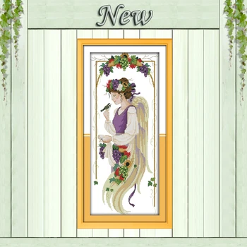 

Fruit and angel girl bird garden Painting 11CT DMC Counted print on Canvas 14CT DIY Cross Stitch Embroidery Sets Needlework kits