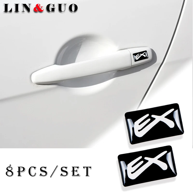 

8pcs Car styling Steering wheel 3D small Emblem Sticker Wheel Decal Fit for mitsubishi lancer EX outlander pajero Car Sticker