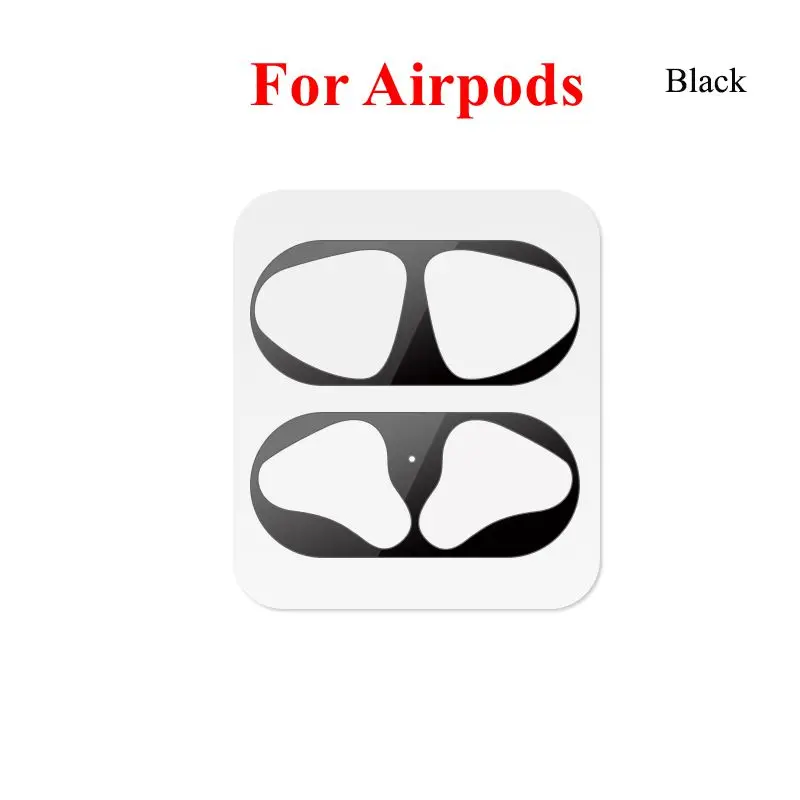 Металлическая пыль гвардии для Airpods 2 чехол Bluetooth Беспроводной наушники чехол пылезащитное ультра-тонкий металлический для Airpods фильм Стикеры - Цвет: Black For Airpods