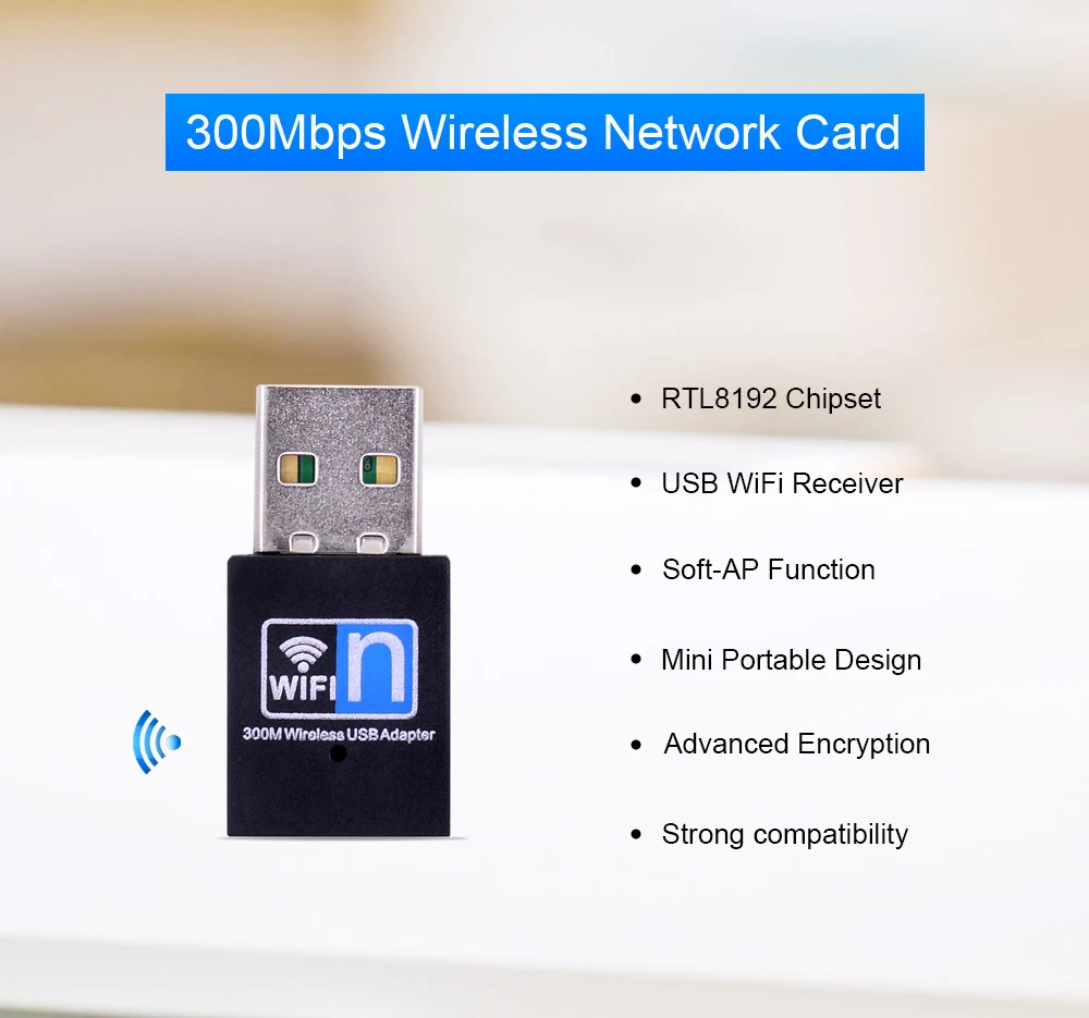 CHIPAL 300 Мбит/с мини USB WiFi адаптер беспроводная сетевая карта 802.11n/g/b Антенна PC LAN Ethernet Wi-Fi приемник для Windows Mac