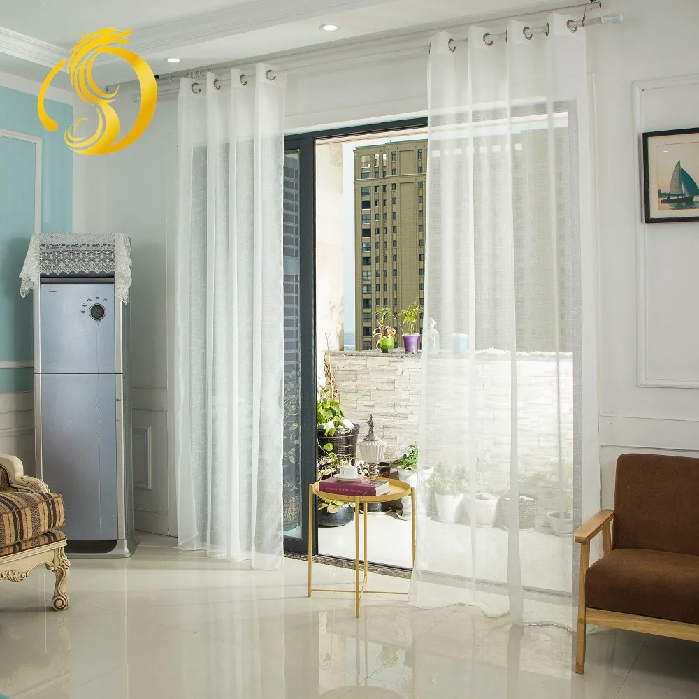 modern Solid White Sheer Curtain Tulle polyester voile curtains for