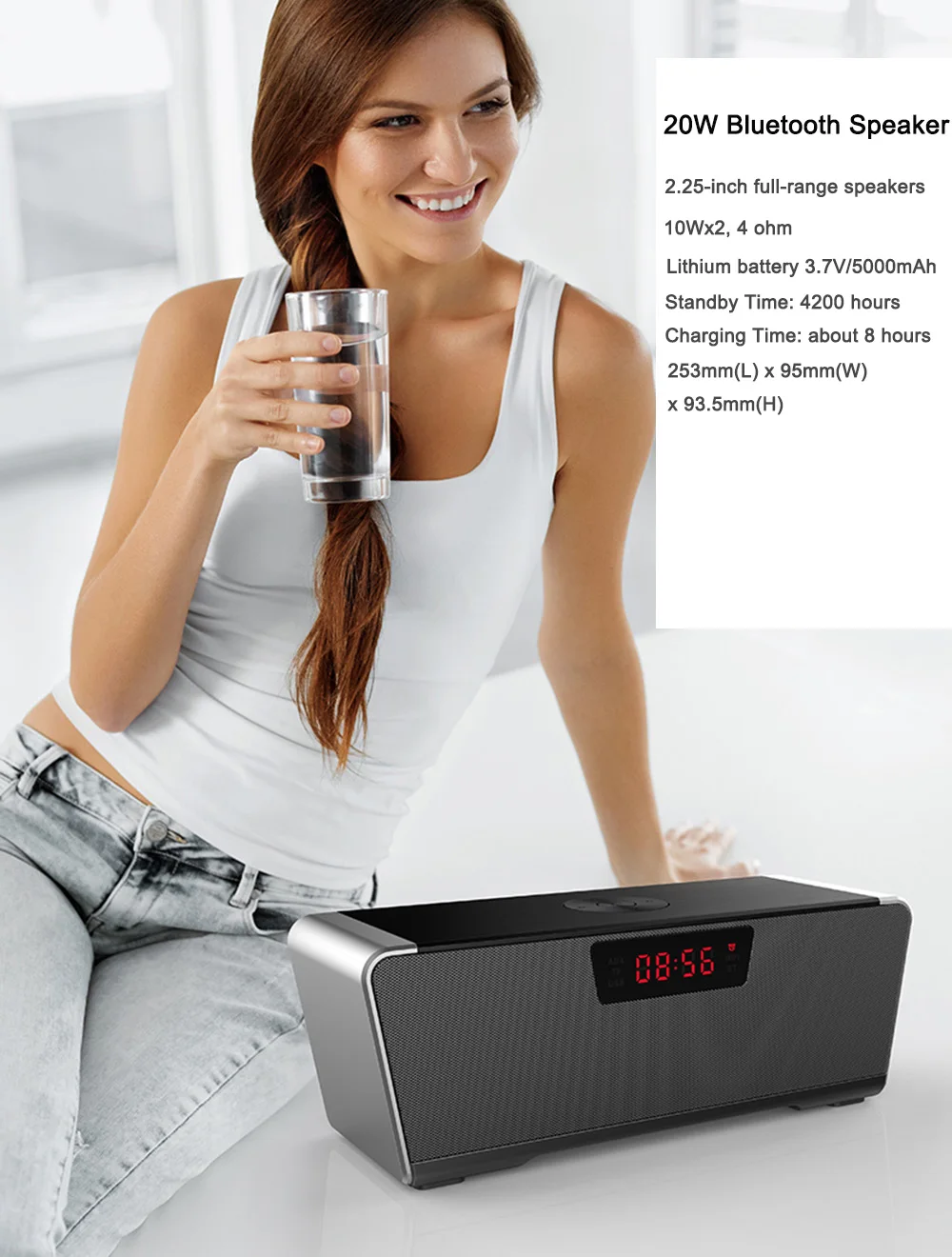 Big Power 20W Bluetooth Speaker Wireless Stereo Loudspeakers Super Bass HIFI degree Lossless Musics Play for Phone Computer (1)