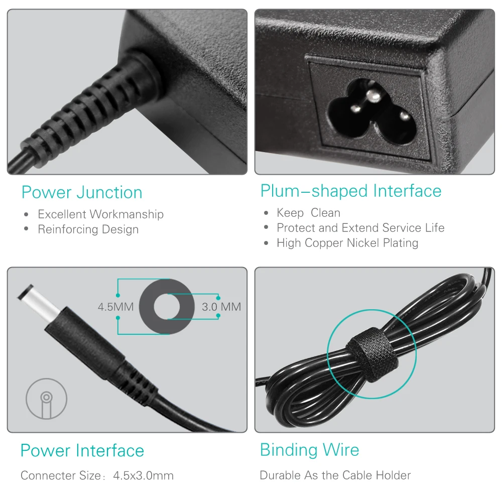 19,5 V 2.31A 45W адаптер переменного тока питания для ноутбука Зарядное устройство для ноутбука Dell Inspiron 11, 13, 14, 15, 17 3000 5000 7000 Серия: 3552 3558 3452 5555 5558 5559