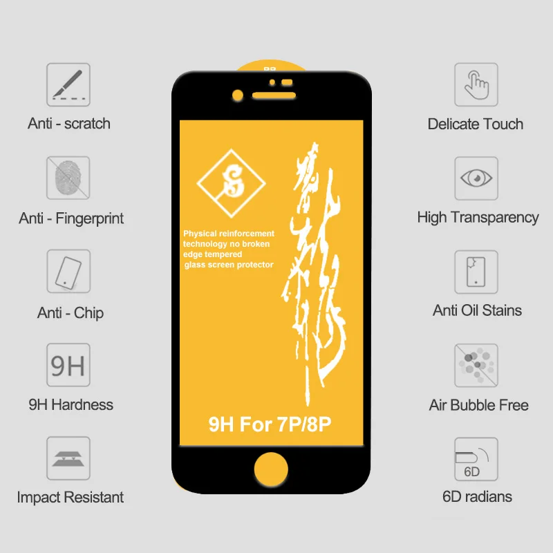 6D стекло для iPhone 7 6 Plus Защита экрана для iPhone X XR 6 s Защитное стекло для телефона для iPhone 6 7 стекло XS MAX