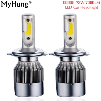 

2pcs Headlights 72W 7600LM Car Led Light Bulbs H1 H3 H7 9005 9006 H11 H4 Automobiles 6000K Fog External Lamps c6