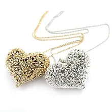Hot Sale Women Jewelry Vintage Heart Pendant Long Necklace Link Chain Dress Decoration CC1308