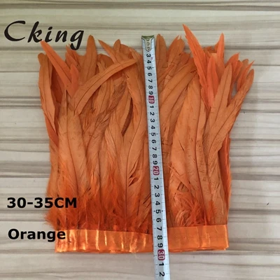 orange Горячая Распродажа, Размер 2 метра, черный крашеное куриное с перьями из хвоста петуха отделка лентами, на стопу длиной от 10 до 15 см полоса платье юбка одежда для вечеринки ремесленничество - Цвет: orange