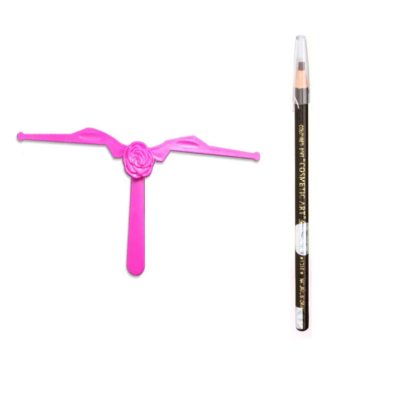 

Pink Eyebrow Ruler Positioning Measure Eyebrow Stencil Ruler kit With Pencil For Eyebrow Template Permanent Makeup