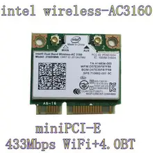 Intel двухдиапазонный беспроводной-AC 3160HMW AC3160 3160HMWAC AC3160HMW Половина мини PCI-Express беспроводной Wlan+ Bluetooth 4,0 Wifi карта