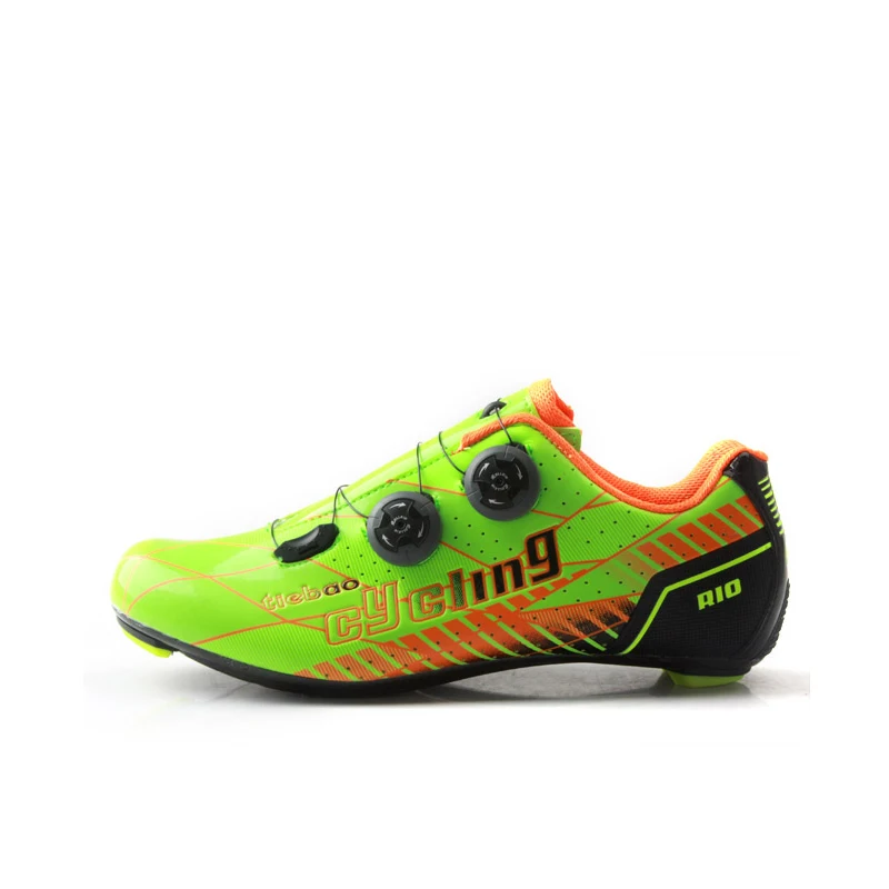 TIEBAO легкая обувь для велоспорта, профессиональная обувь для шоссейного велосипеда, велосипедная обувь из углеродного волокна, Ультралегкая обувь для велоспорта R1680 - Цвет: Fluorescent Green