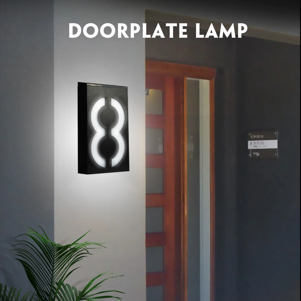 

House Number Solar Powered Wall Mounted 6 LEDs Bulb IP65 waterproof Illumination Doorplate Lamp Porch Lights With Solar Battery