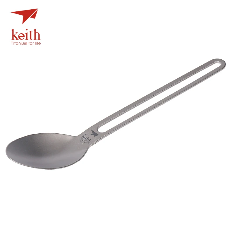 Keith Titanium largo mango hueco cuchara cubiertos de Camping Ultra ligero viaje Tablewares Picnic senderismo cuchara conveniente 17g Ti5313