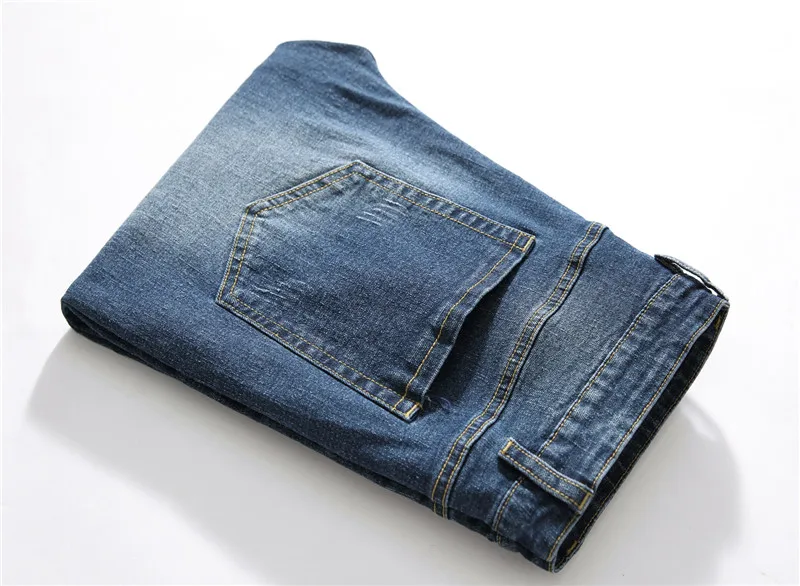 2018 Skinny Jeans Men Hip Hop Stripe Elastic Slim Fit Denim Pants Male Stretchy Pencil Bottoms street Knee Embroidery Jean