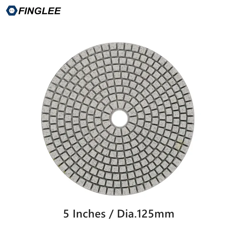 FINGLEE 1 шт. 5 дюймов/125 мм Высококачественный гранит, мрамор, бетон керамический камень восстановление работы влажные Алмазные полировальные колодки