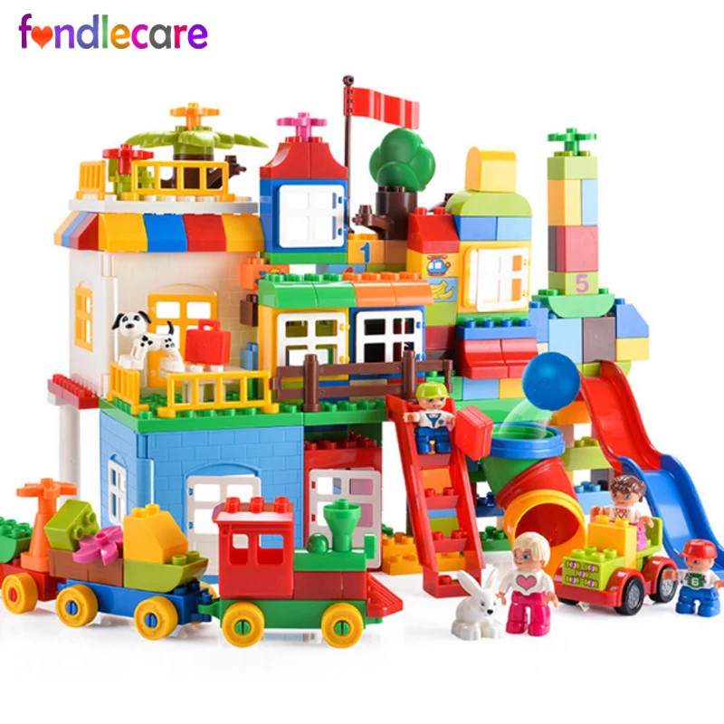 

Fondlecare Kids bricks gift 210pcs Big Size Building Blocks Kindergarten Toy Number Train Educational Toys For Children
