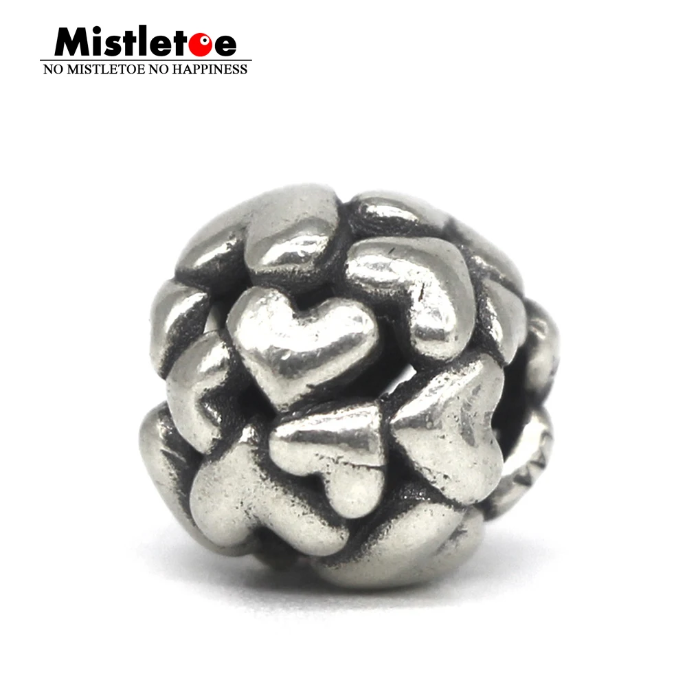 

Mistletoe Genuine 925 Sterling Silver Heart Ball Charm Bead Fit European Troll 3.0mm Bracelet Jewelry