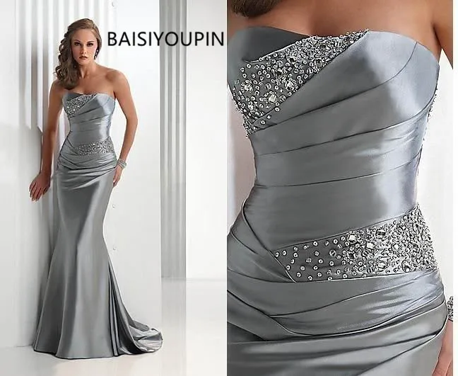 

Mermaid Evening Dresses 2019 Long Silver Gray Vestido Madrinha Vestido Longo Corset Brides Maid Dress High Quality