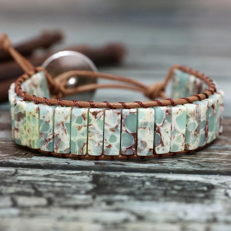 Chakra Bracelet Jewelry Handmade Multi Color Natural Stone Tube Beads Leather Wrap Bracelet Couples Bracelets Creative Gifts - Окраска металла: SL1503