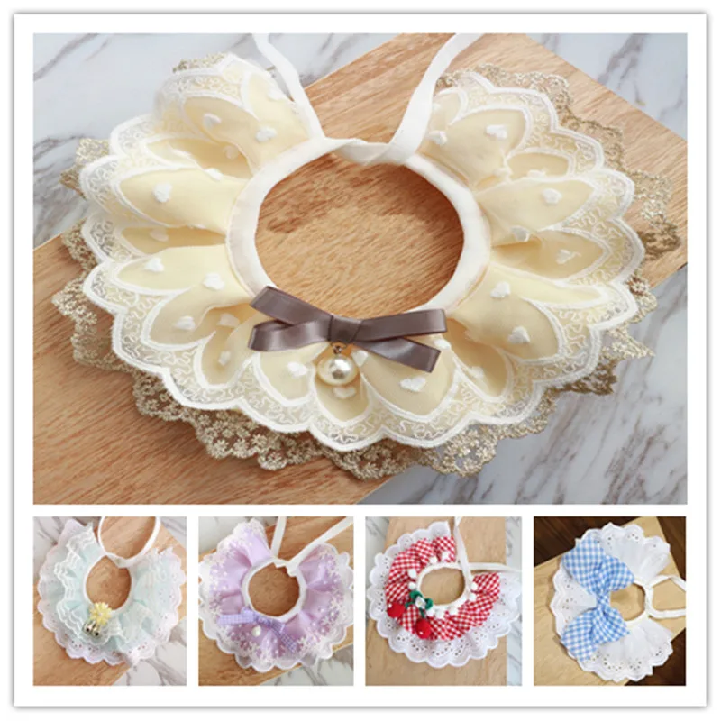 

Handmade Pet jewelry Cat Dog Collar Lace Bibs With Puppy Kitten Neckerchief Pet Supplies Grooming Accessories
