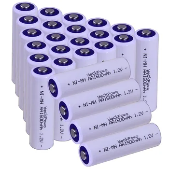 

Real capacity! 25 pcs AA 1.2V NIMH AA rechargeable AA battery 1500mah YECKPOWO for camera razor toy remote control flashlight