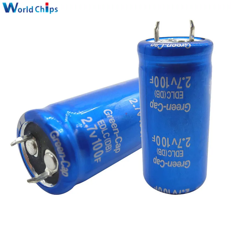 

2Pcs 2.7V 100F 60*18mm Super Farad Capacitor 2.7V100F 60x18mm Ultracapacitor Farad Electrical Components Low ESR High Frequency