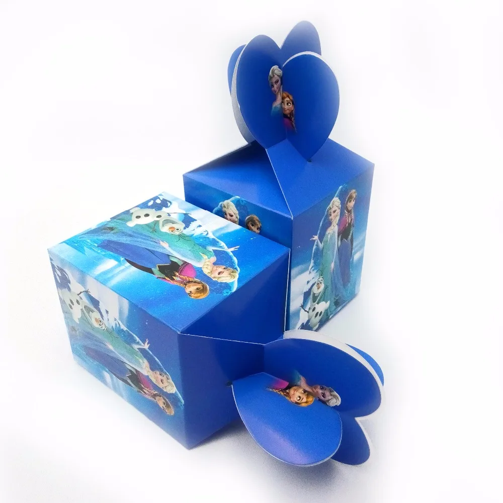 

6pcs set Frozen Anna Elsa Princess Paper candy Box Cartoon Happy Birthday Decoration Theme Party Supplies Kids Girl