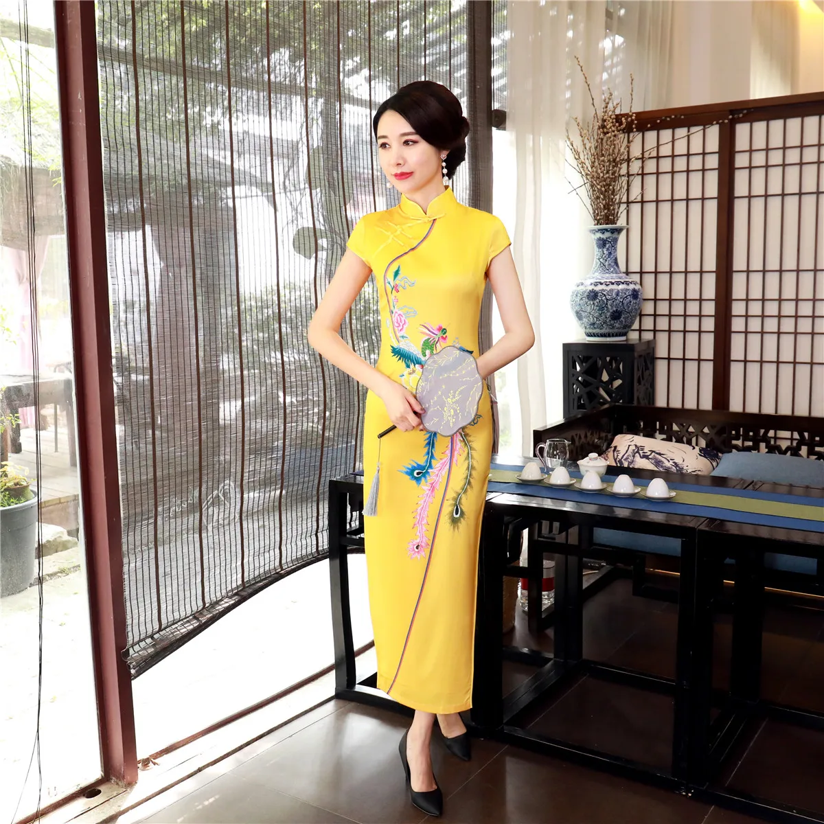 Шанхай история винтажное платье Ципао длинное шоу традиционное китайское Ципао платье для женщин