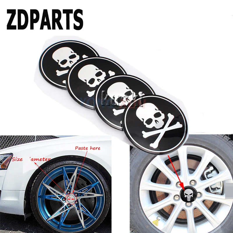 

ZDPARTS Car Skull Tire Wheel Center Hub Caps Cover Sticker For Opel Astra J G Insignia Vectra c Peugeot 307 206 308 407 207 3008